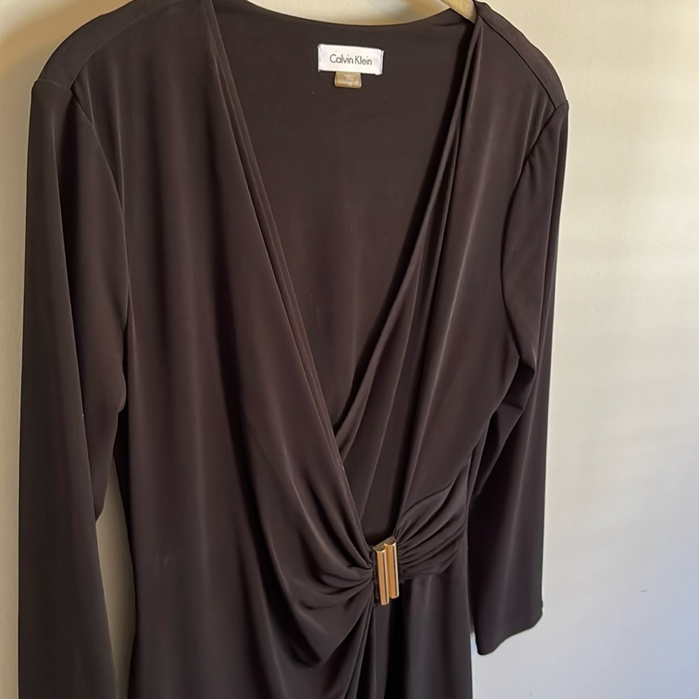Calvin Klein black, faux wrap dress, size 10